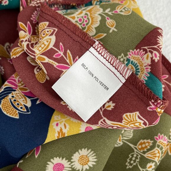 Rose & Olive Top Women 2X Colorful Floral Mixed Print Long Sleeve Button Shirt - Picture 8 of 10